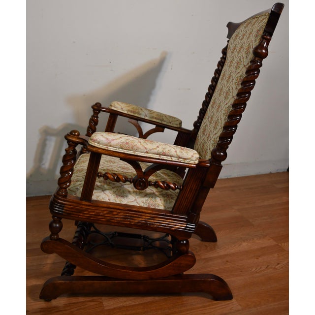 1870 Antique George Hunzinger Barley Twist Mahogany Platform Rocking Chair For Sale - Image 14 of 16