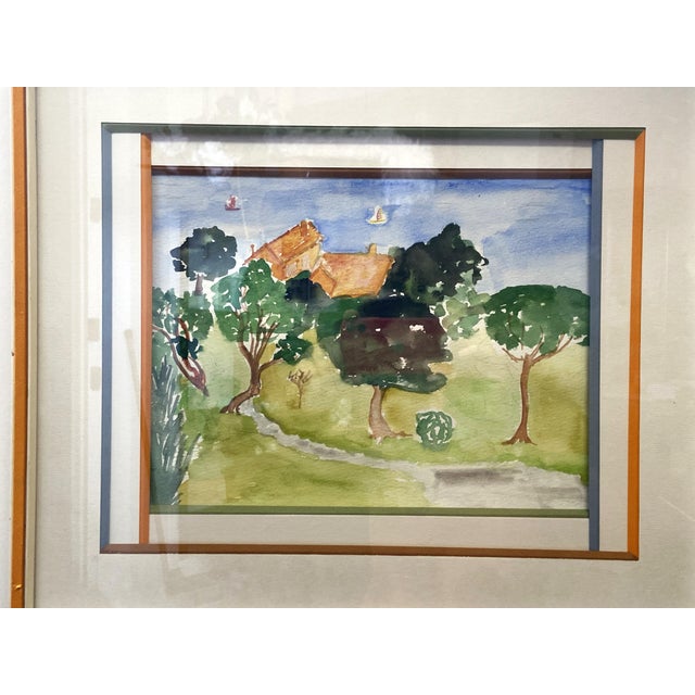 After Maurice Blanchard, Bucolic Countryside Landscape, 1970s, Watercolor, Framed For Sale - Image 7 of 8