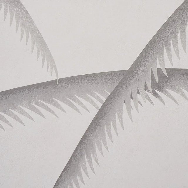 Contemporary Sample - Schumacher Deco Palms Wallpaper in Charcoal For Sale - Image 3 of 5
