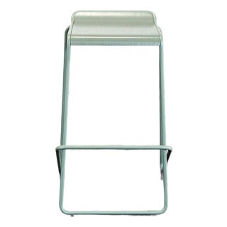 Blu Dot Minimalist Green Metal Counter Stool For Sale