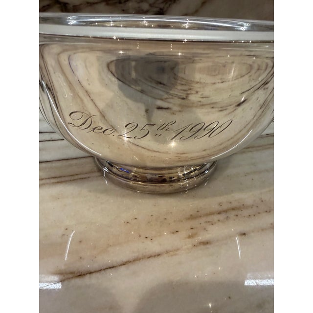 Vintage Gorham silver Paul Revere style bowl, custom-engraved with the date "Dec. 25th 1990". This classic footed design...