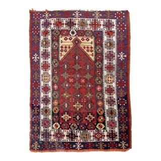 1910s Handmade Antique Turkish Anatolian Prayer Kilim 4.5' X 6.2' For Sale