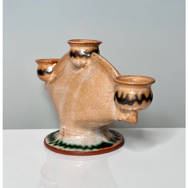 Modernist Sculptural Studio Ceramic Art Candleholder from Helma Klett, Germany, 1960s For Sale - Image 4 of 9