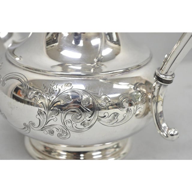 Vintage Victorian Silver Plated Floral Repousse Tea Kettle Teapot W/ Monogram For Sale - Image 15 of 15
