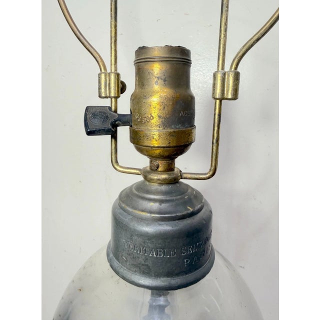 19th Century 19th Century Large Glass Soda Seltzer Syphon French Veritable Seltzogene Fevre Table Lamp For Sale - Image 5 of 11