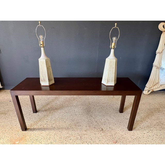 1970s Organic Modern Table Lamps in Stoneware & Brass - a Pair For Sale - Image 10 of 17