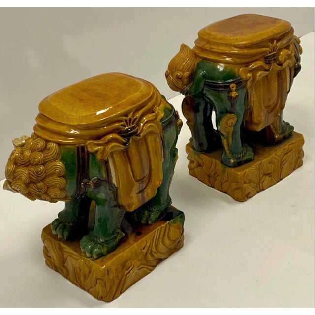 Mid-Century Italian Terracotta Foo Dog Garden Seats - a Pair For Sale - Image 4 of 7