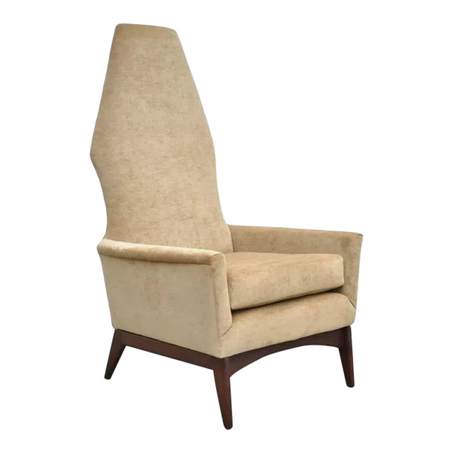 Mid 20th Century Mid Century Modern Adrian Pearsall Style Beige Diamondback Walnut Lounge Chair For Sale