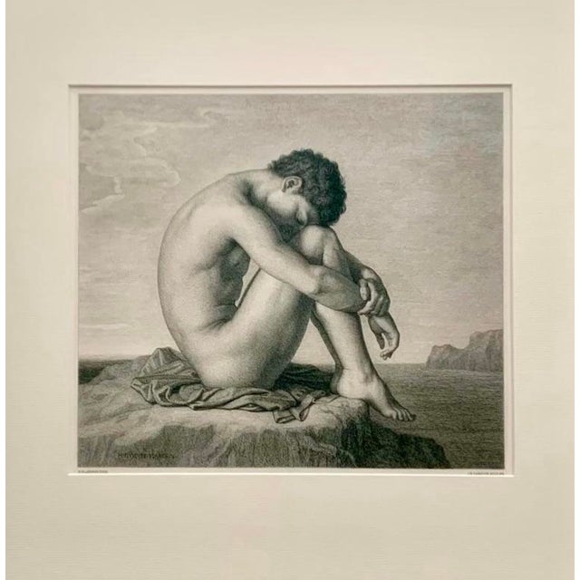 Neoclassical Engraving by Jean-Baptiste Danguin After Flandrin Old Vintage Neoclassical Art For Sale - Image 3 of 7