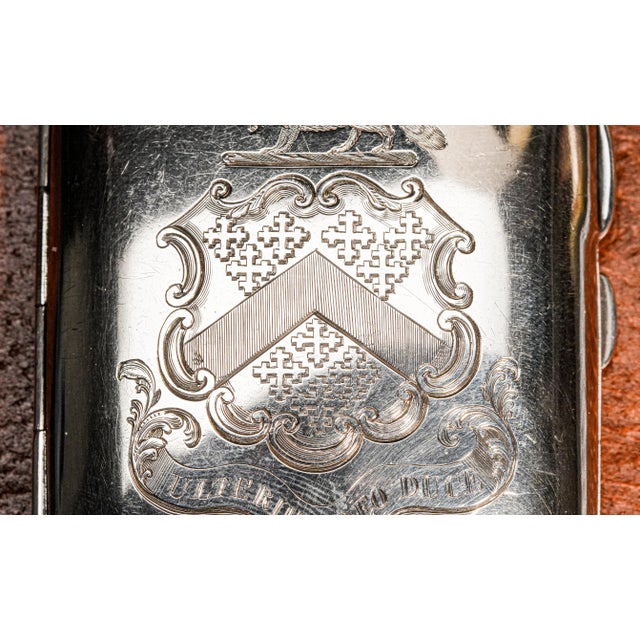 1910s Superb Antique Sterling Silver Cigarette Case Holder Armorial Heraldic Tobacciana For Sale - Image 5 of 13