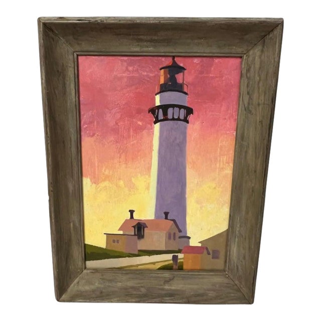 Contemporary Painting of a Lighthouse For Sale
