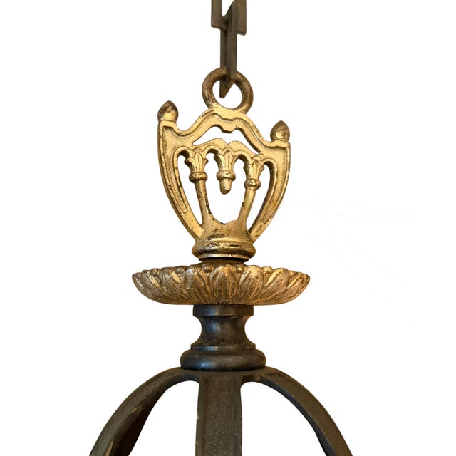 Early 20th Century Art Nouveau Regency Chandelier With Crystals For Sale - Image 4 of 10