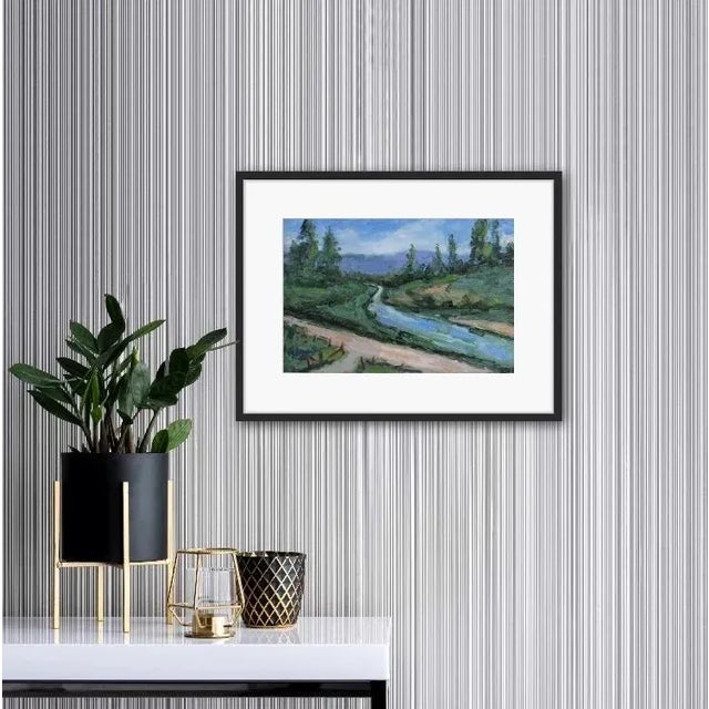 Wood Original Oil Painting Landscape, Swimming Hole For Sale - Image 7 of 12