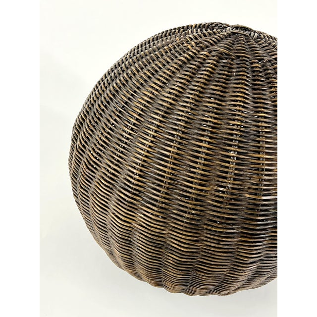 Traditional Large Vintage Decorative Wicker Ball For Sale - Image 3 of 9