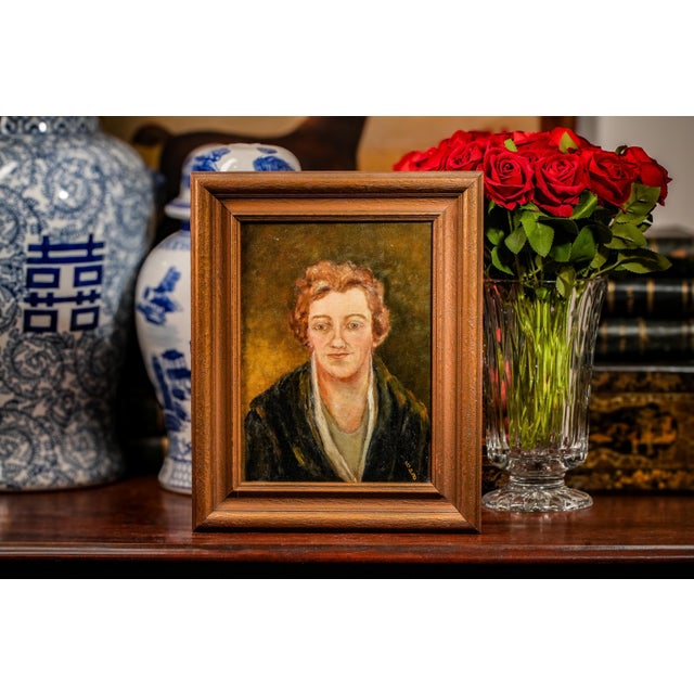 his portrait presents a dignified, almost understated depiction of a woman whose gaze meets the viewer directly, evoking a...