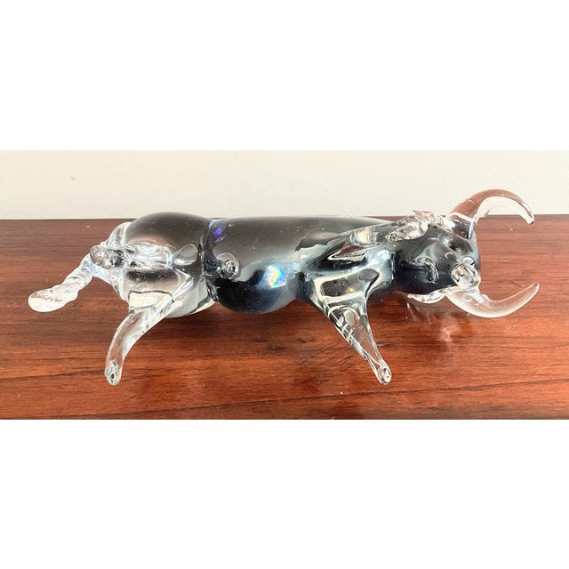 2000 - 2009 Vintage Formia Murano Blue and Clear Glass Bull Sculpture For Sale - Image 5 of 8