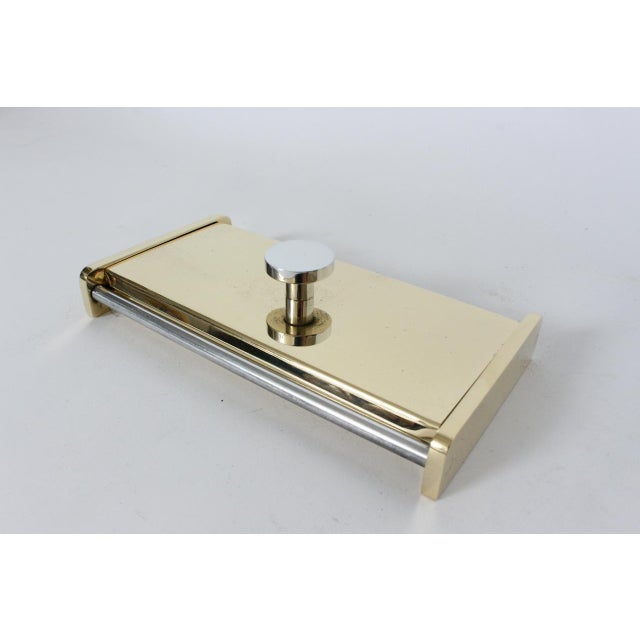 Metal Fisher-Chrome Polished Brass and Aluminum Lidded Box, Circa 1940s For Sale - Image 7 of 12