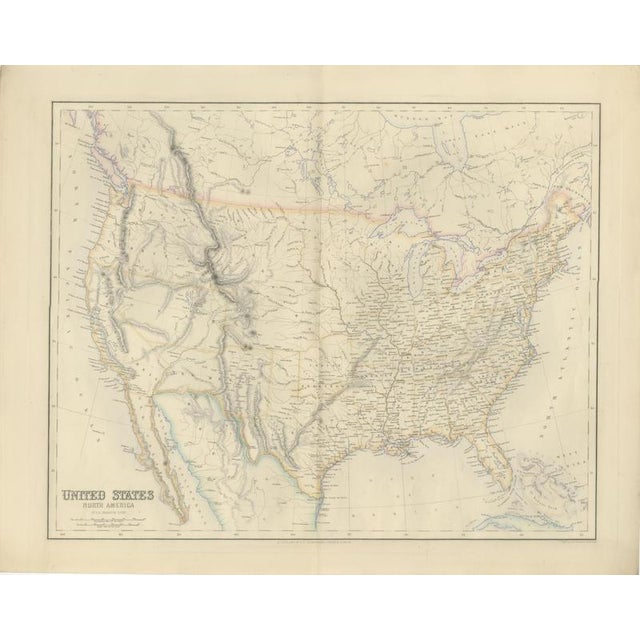 Antique Map of the United States with Oregon Territory, 1860 For Sale - Image 3 of 8