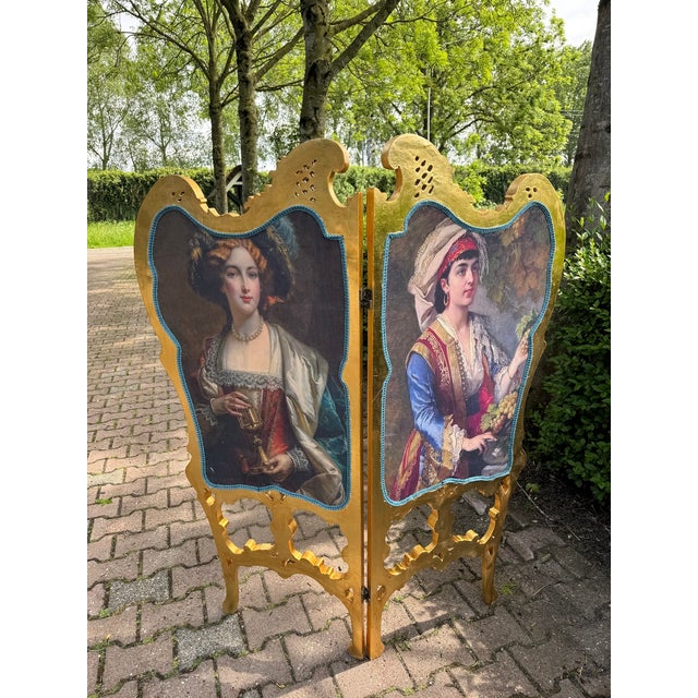 1960s 1960 French Louis XVI Gold Beech Room Divider Screen - 2 Panels For Sale - Image 5 of 14