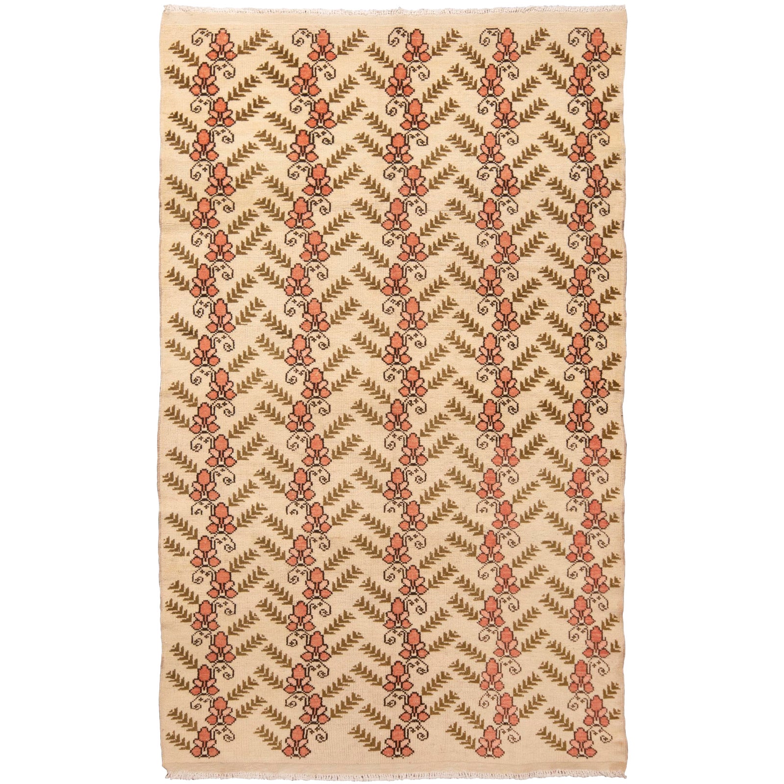 Vintage MidCentury Floral Wool Rug 5′2″ × 8′7″ Chairish