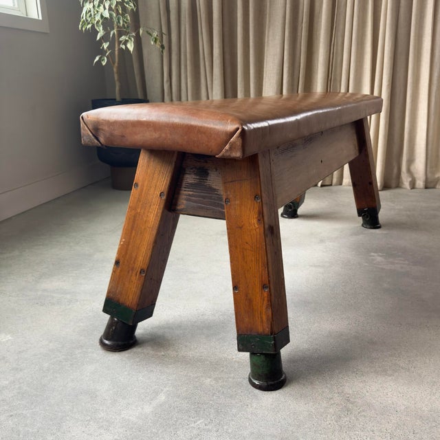 1920s Vintage Leather Pommel Horse Bench For Sale - Image 4 of 10