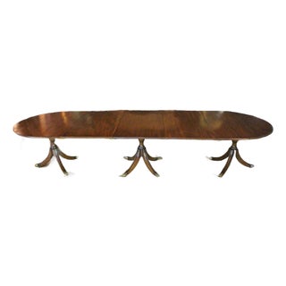 Early 19th Century English Regency Triple Pedestal Dining Table For Sale