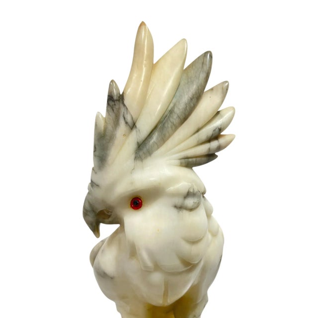 Late 20th Century Cockatoo Parrot Alabaster Stone Sculpture For Sale In New York - Image 6 of 8