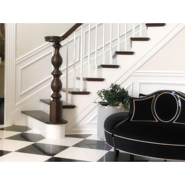 Hollywood Regency Black Velvet Christopher Guy Féraud Collection Conversation Chaise Custom and Fully Upholstered Luxury Foyer Chaise Luxe Closet Seating Chaise For Sale - Image 3 of 10