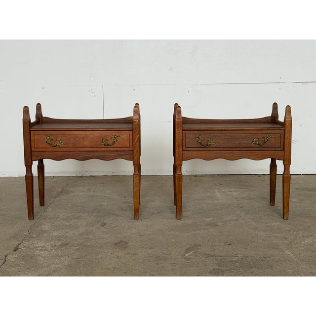Danish Brutalist Oak Bedside Tables by Henning Kjærnulf, 1960s, Set of 2 For Sale - Image 11 of 11