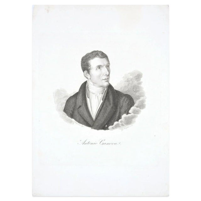 Image dimensions: 19.3 x 17.5 cm. Antonio Canova is a beautiful black and white etching on paper, realized between...