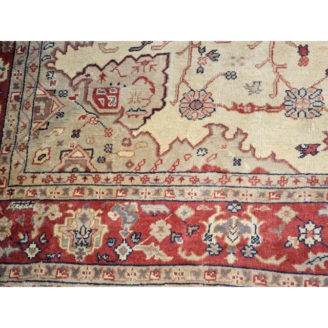 Antique Turkish Oushak Rug, Hand-Knotted Wool, Allover Geometric Pattern, Tan & Red, 14' X 15' For Sale - Image 17 of 18