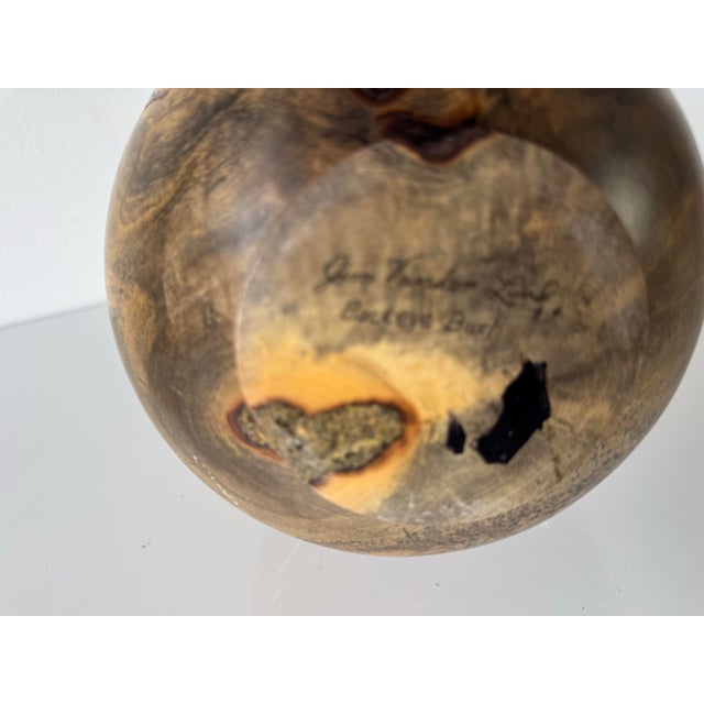 Mid-Century Modern Vintage Hand-Carved Buckeye Burl Wood Vase by Jim Vander/Sold For Sale - Image 3 of 9