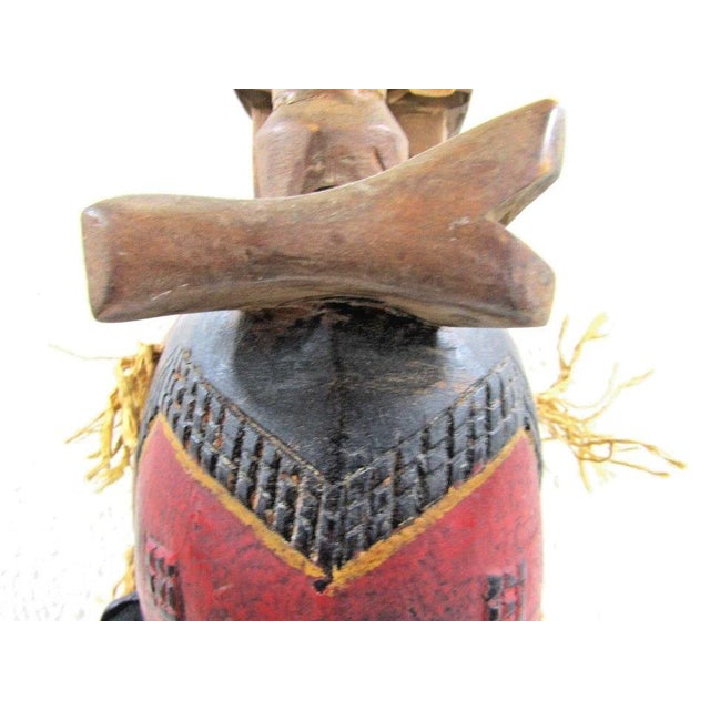 Wood Antique Hand-Carved Guro Mask of the Ivory Coast Featuring a Seated Figure For Sale - Image 7 of 15