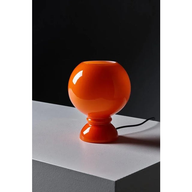Glass Space Age Orange Full Glass Table Lamp, 1970s For Sale - Image 7 of 8
