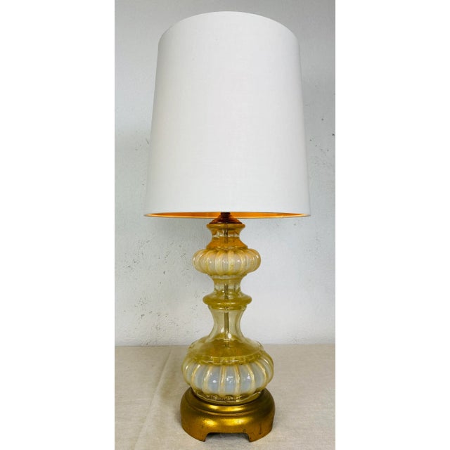 Mid Century Italian Marano 24 Karat Gold Fleck Lamp Over Opalescent White Cased Glass by Barovier & Toso For Sale - Image 13 of 13
