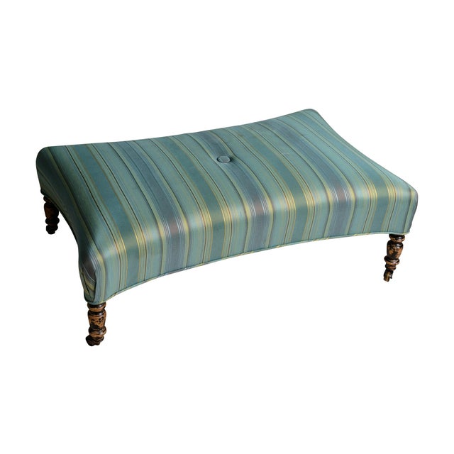 Late 20th Century French Napoleon !!! Upholstered Ottoman on Caster For Sale - Image 5 of 10