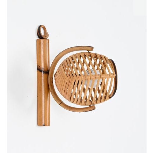 French Riviera Adjustable Sconces in Rattan by Louis Sognot, 1960s, Set of 2 For Sale - Image 12 of 16