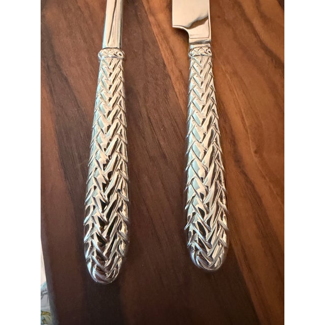 Metal Ralph Lauren “Equestrian Braid” 2-Piece Carving Set in Original Box – Korea 1991 For Sale - Image 7 of 7