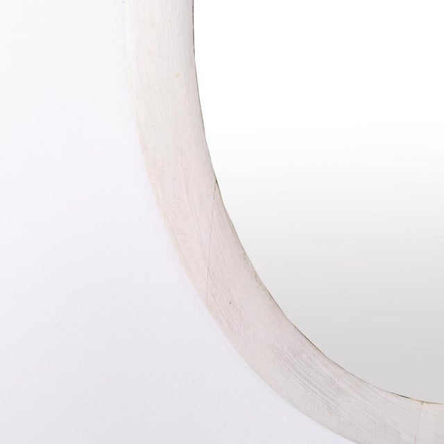 1940s Oval White Painted Mirror with Wooden Frame, 1940s For Sale - Image 5 of 7