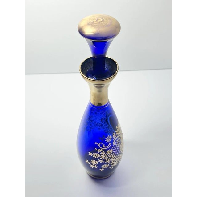 Mid-Century Modern 1960s Murano-Style Bohemian Venetian 6-Piece Cobalt Blue Decanter Cordial Set For Sale - Image 3 of 12