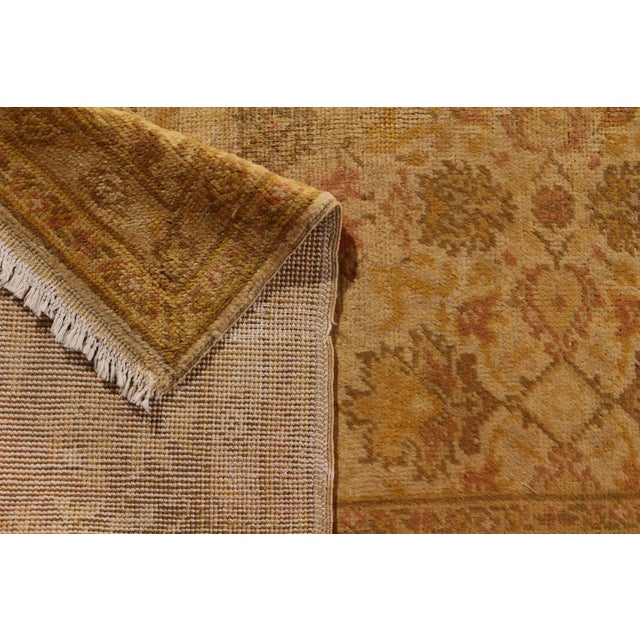Vintage Oushak-Style European Rug in Gold and Beige-Brown Floral Pattern For Sale - Image 9 of 9