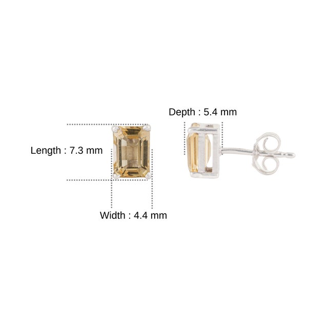 Art Deco Style Tiny 1.77 Ct Octagon Cut Citrine Stud Earrings in 925 Silver 2 Pieces For Sale - Image 10 of 13