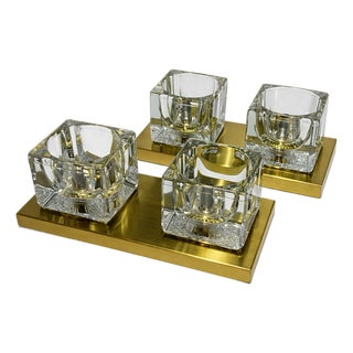 Vintage Wall Lamps in Ice Glass and Brass from Peill & Putzler, 1970s, Set of 2 For Sale