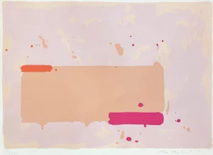 John Hoyland - Abstract Expressionist Serigraph - Orange and Pink