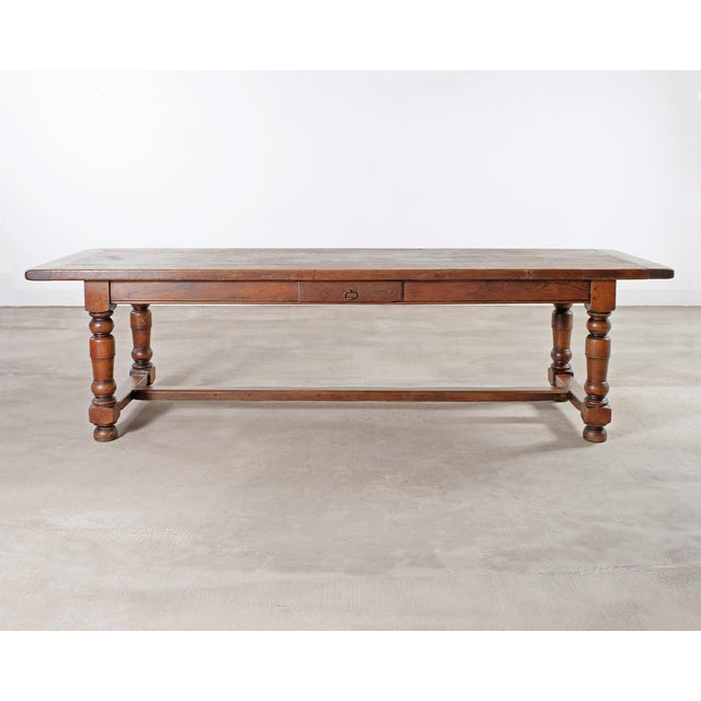 Country French Provincial Oak Farmhouse Dining Table 9 Ft For Sale - Image 18 of 18