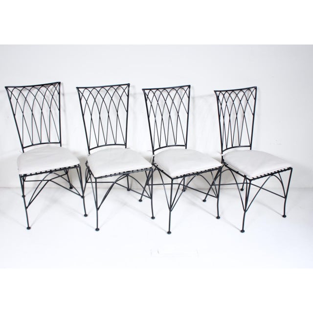 Set of 4 Black Iron Dining Side Chairs, C. 1980 For Sale - Image 4 of 18
