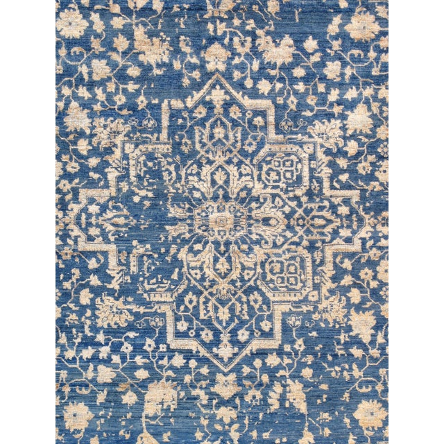 Textile Pasargad Home Transitiona Blue Area Rug- 9' 0" X 12' 2" For Sale - Image 7 of 8