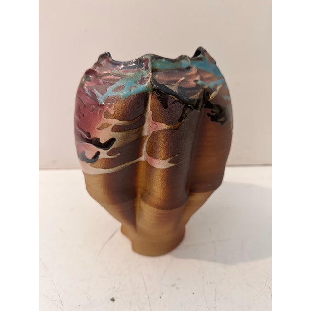 Multicolor Sculptural Ceramic Vessel For Sale In Miami - Image 6 of 11