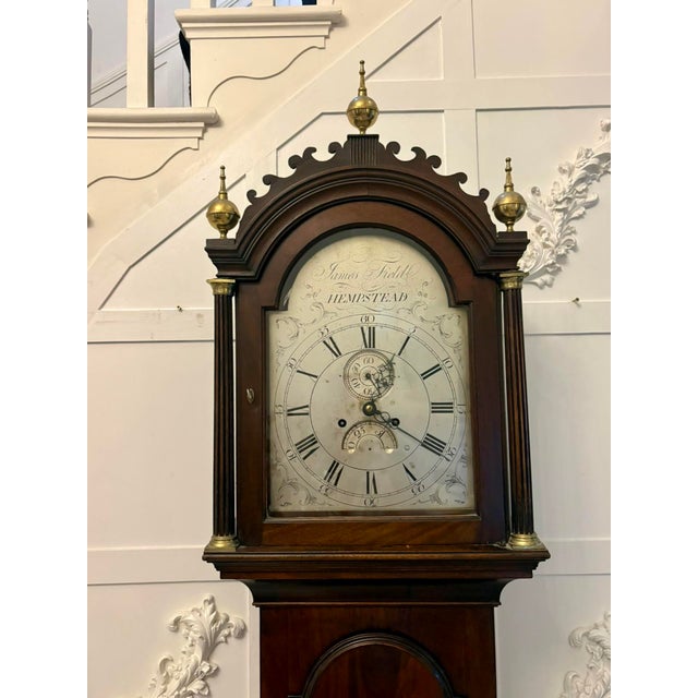 Antique Georgian Mahogany 8 Day Longcase Clock by James Field of Hempstead, 1785 For Sale - Image 11 of 17