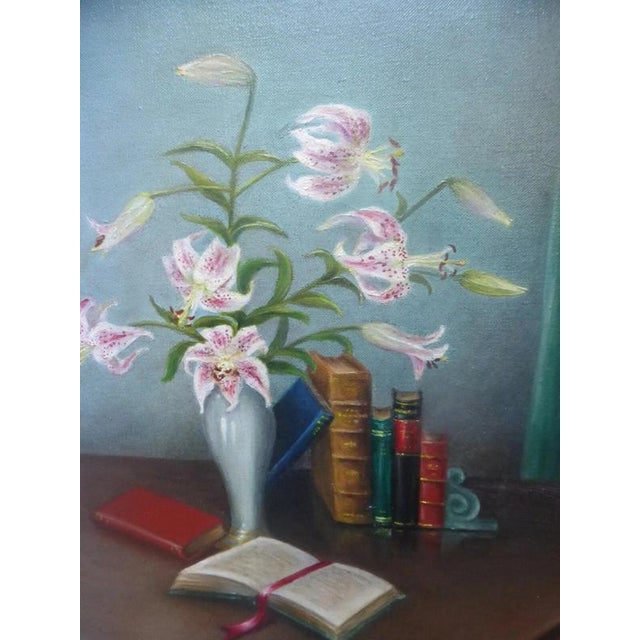 Vera Fromburg, Delicate Flowers, 1960s, Oil on Canvas For Sale - Image 6 of 14